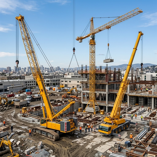 The crane is operating using a hydraulic motor.