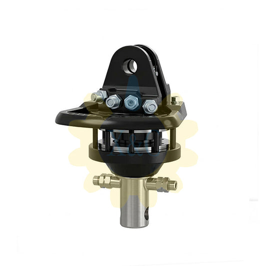 Multi-passage hydraulic rotator with a black clevis mount and side-mounted fluid ports.