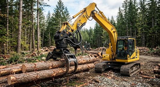 Equipped with a Xincan hydraulic rotator, the log grapple delivers high-quality performance and superior work efficiency.