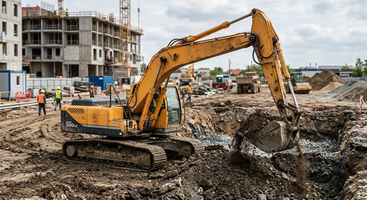 The excavator is equipped with a Xincan radial piston hydraulic motor.