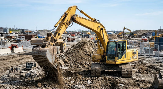The excavator is equipped with a Xincan hydraulic motor for operation.