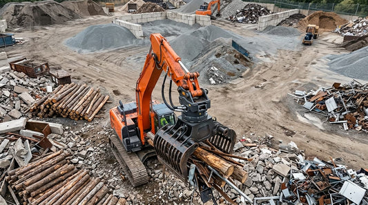 A log grapple equipped with a Xincan hydraulic rotator is in operation.