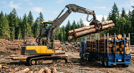 The log grapple operates using a Xincan hydraulic rotator, ensuring stable quality.