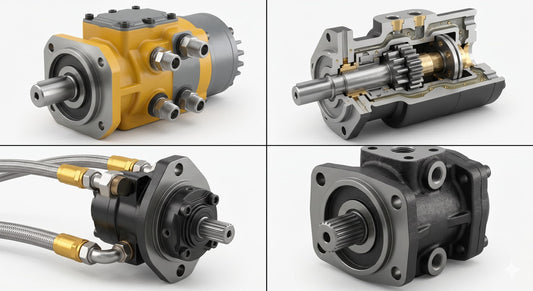 Four types of hydraulic motors and pumps.